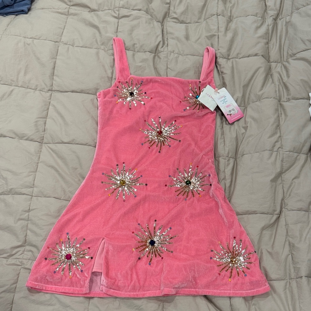 Pink Embellished Mini Dress